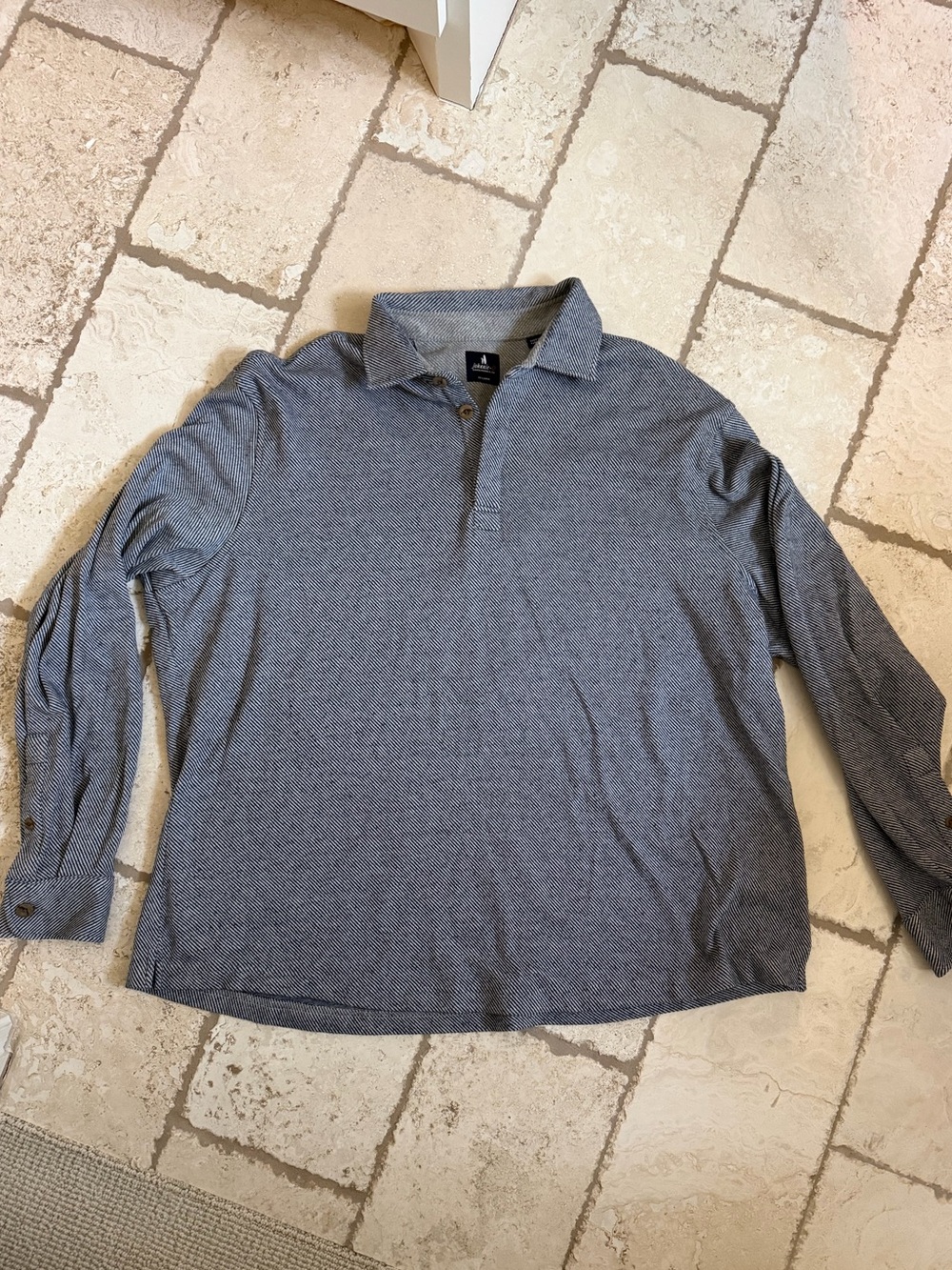 johnnie-O Navy Blue striped Middleton Flannel Pullover